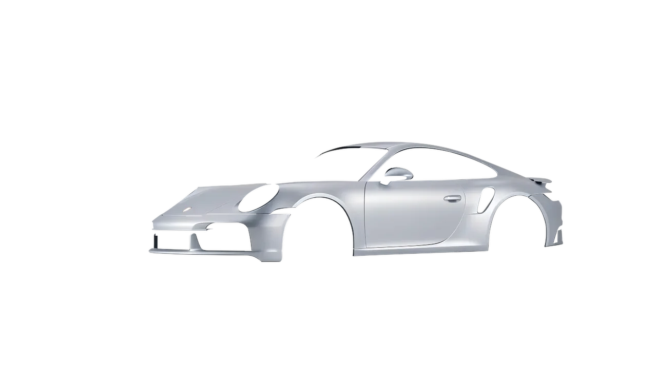 Porsche 911 Turbo S 2023 wrapped in Matte Silver (3M M21), front three-quarter view