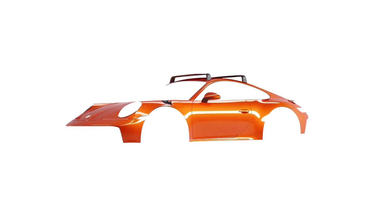 Porsche 911 Dakar 2023 wrapped in Fiery Orange (3M G364), front three-quarter view