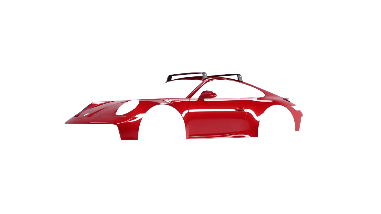 Porsche 911 Dakar 2023 wrapped in Hot Rod Red (3M G13), front three-quarter view