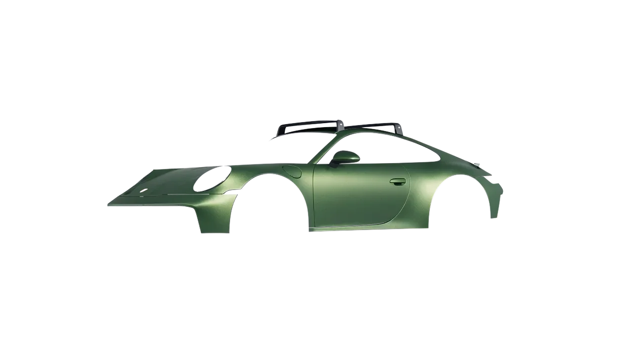 Porsche 911 Dakar 2023 wrapped in Apple Green (Avery Dennison SW900-745-M), front three-quarter view