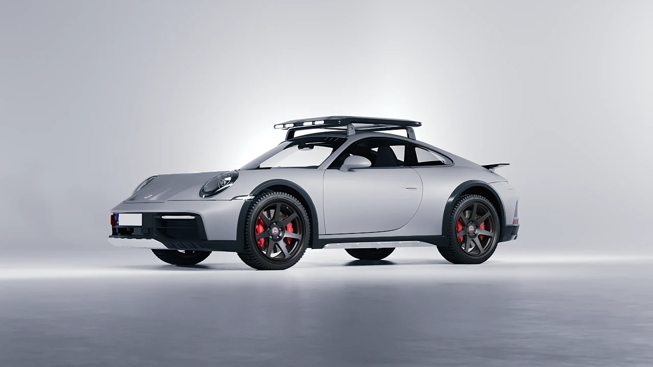 Porsche 911 Dakar 2023 on HRE Performance Wheels 307-GT forged wheels, front three-quarter view