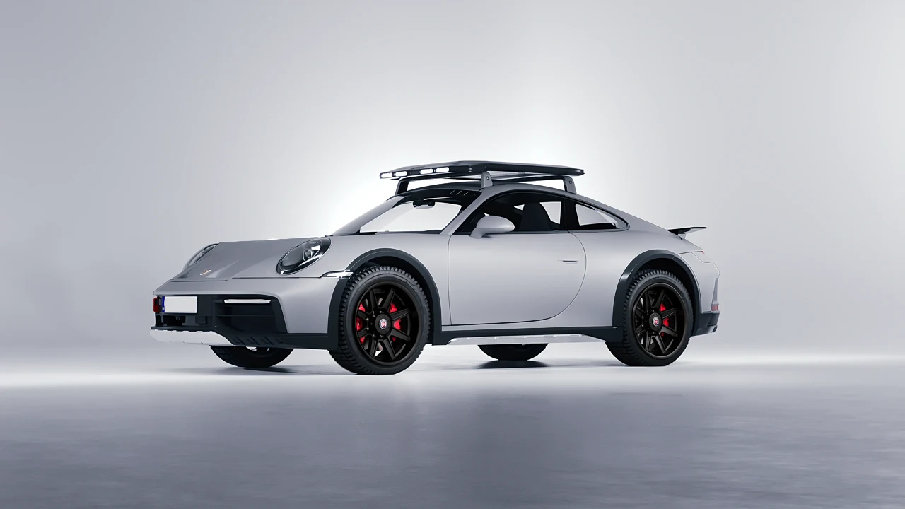 Porsche 911 Dakar 2023 on HRE Performance Wheels HD188H forged wheels, front three-quarter view