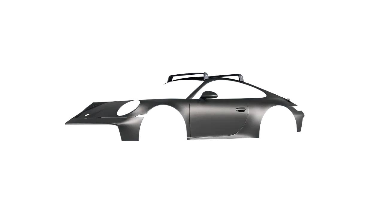Porsche 911 Dakar 2023 wrapped in Black Rock Grey (Avery Dennison SW900-823-M), front three-quarter view