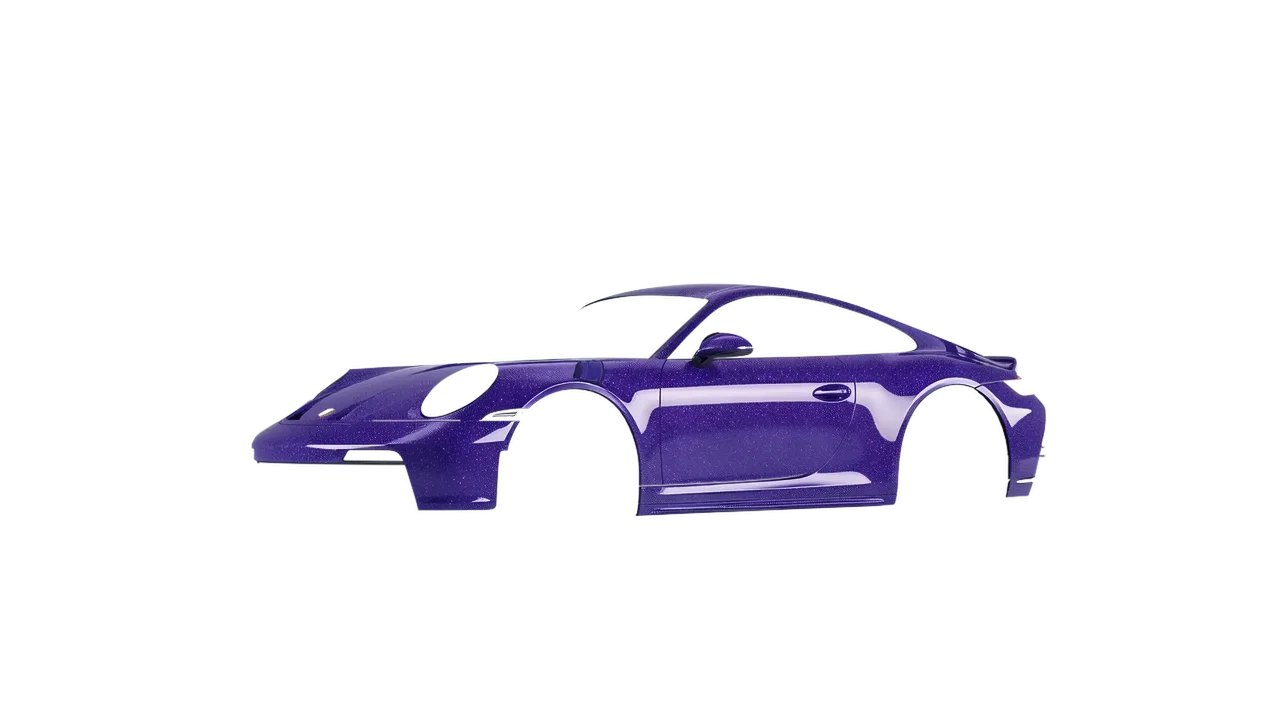 Porsche 911 GT3 2024 wrapped in Purple (Avery Dennison SW900-587-D), front three-quarter view