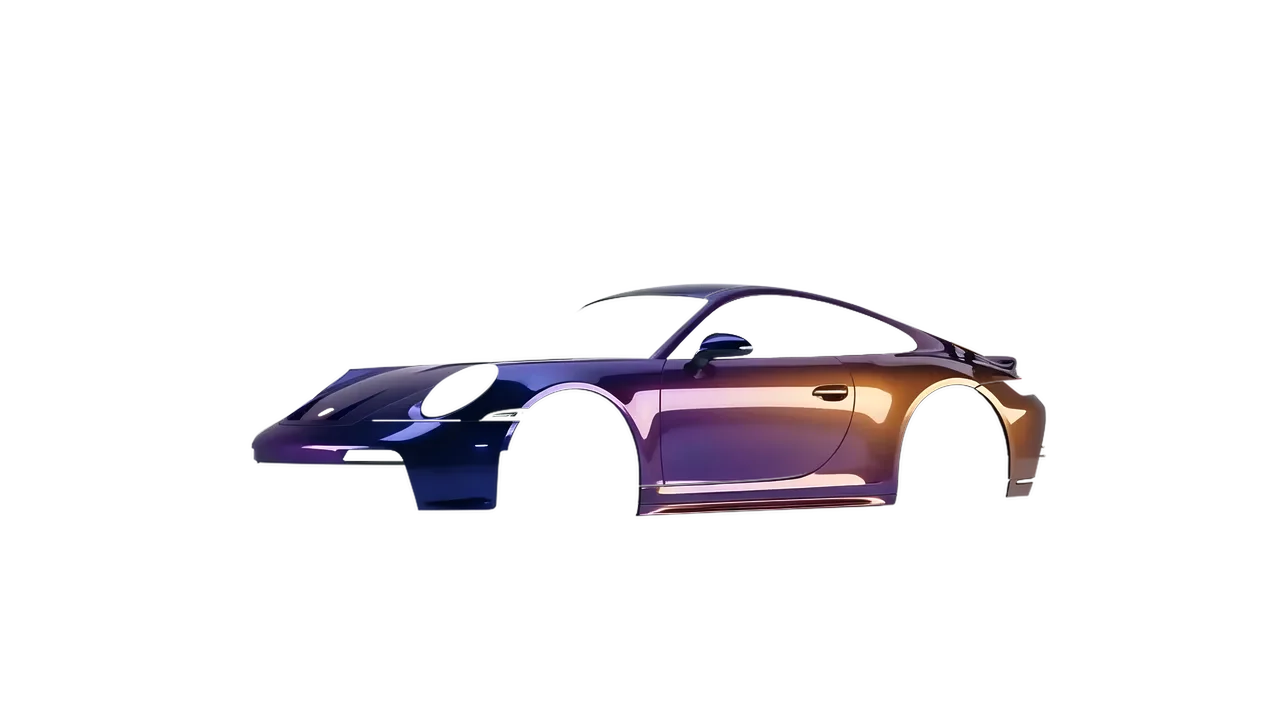 Porsche 911 GT3 2024 wrapped in Gloss Flip Deep Space (3M GP278), front three-quarter view