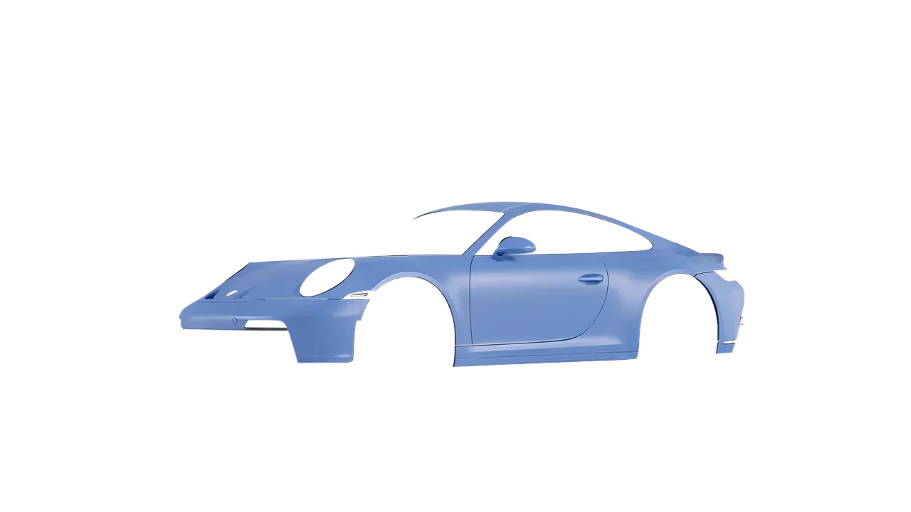 Porsche 911 GT3 2024 wrapped in Dreamline Blue (Avery Dennison SW900-616-O), front three-quarter view