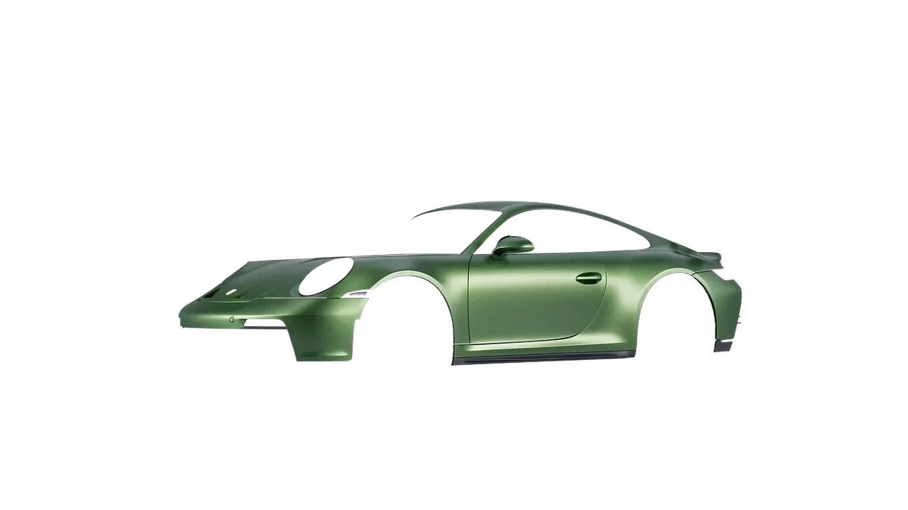 Porsche 911 GT3 2024 wrapped in Apple Green (Avery Dennison SW900-745-M), front three-quarter view