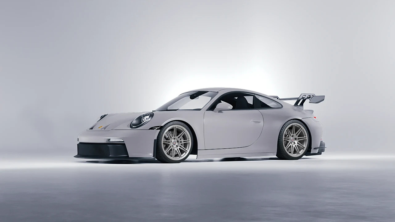 Porsche 911 GT3 2024 on HRE Performance Wheels 301M forged wheels, front three-quarter view