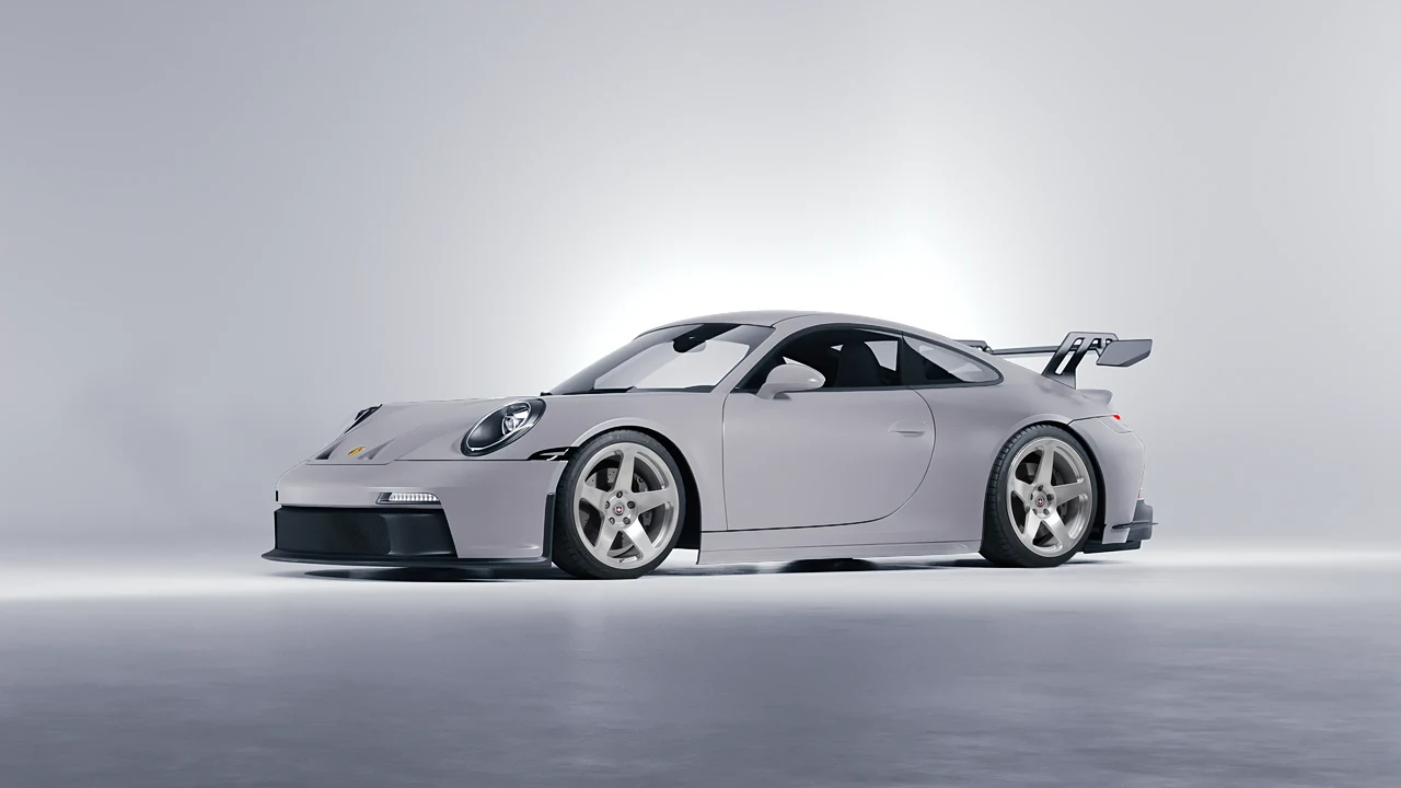 Porsche 911 GT3 2024 on HRE Performance Wheels 305M forged wheels, front three-quarter view