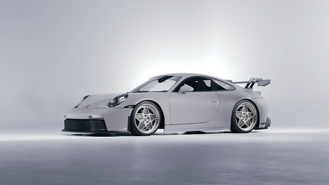Porsche 911 GT3 2024 on HRE Performance Wheels 505 forged wheels, front three-quarter view
