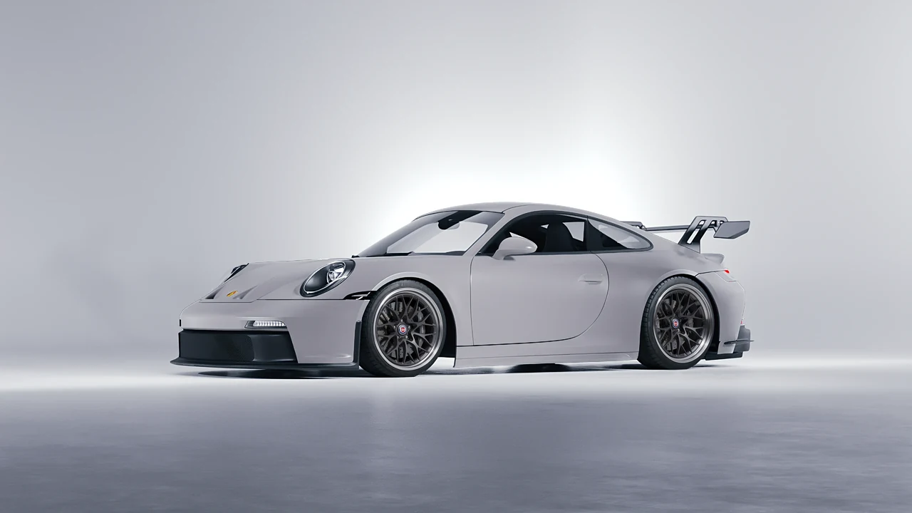 Porsche 911 GT3 2024 on HRE Performance Wheels 520 forged wheels, front three-quarter view