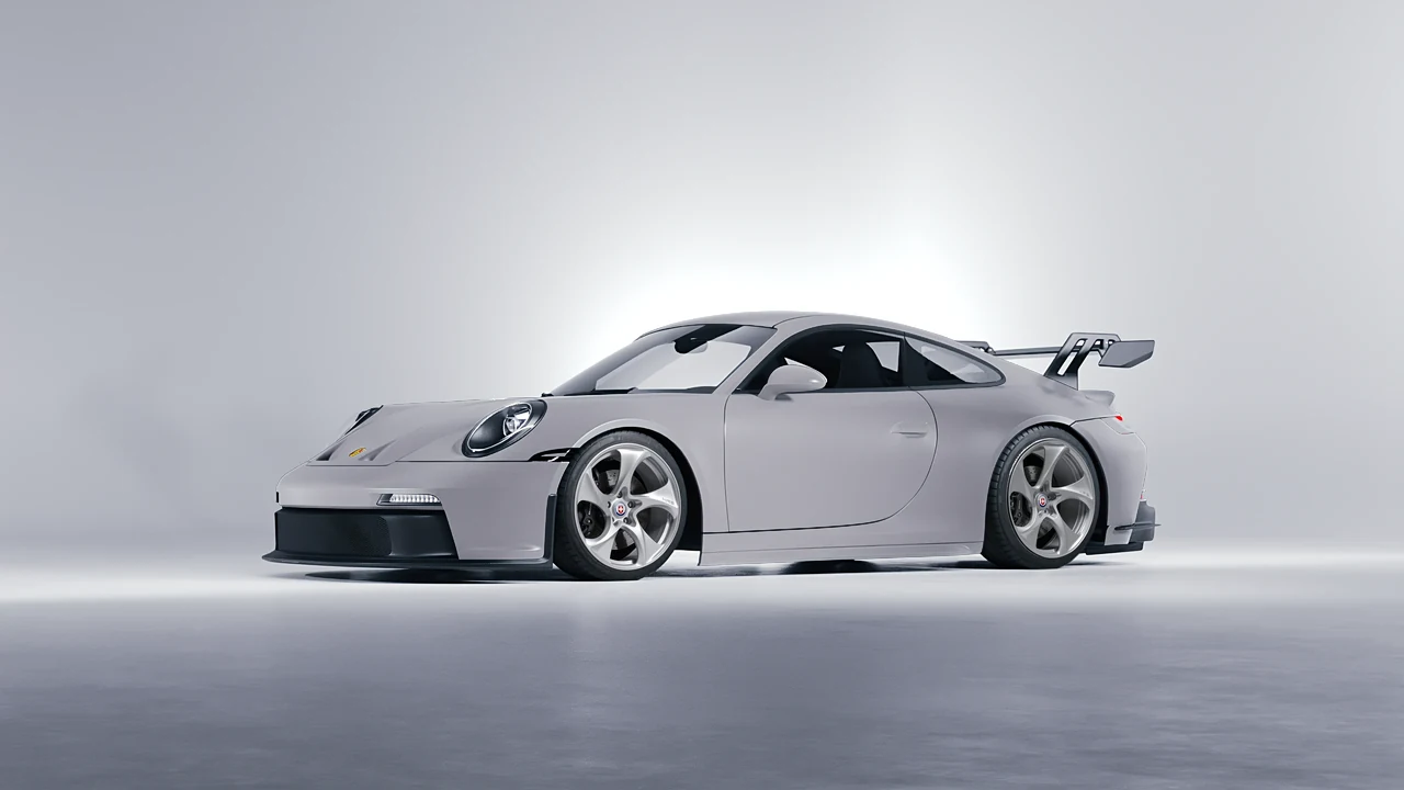 Porsche 911 GT3 2024 on HRE Performance Wheels 522M forged wheels, front three-quarter view