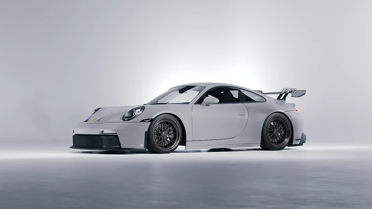 Porsche 911 GT3 2024 on HRE Performance Wheels 540 forged wheels, front three-quarter view