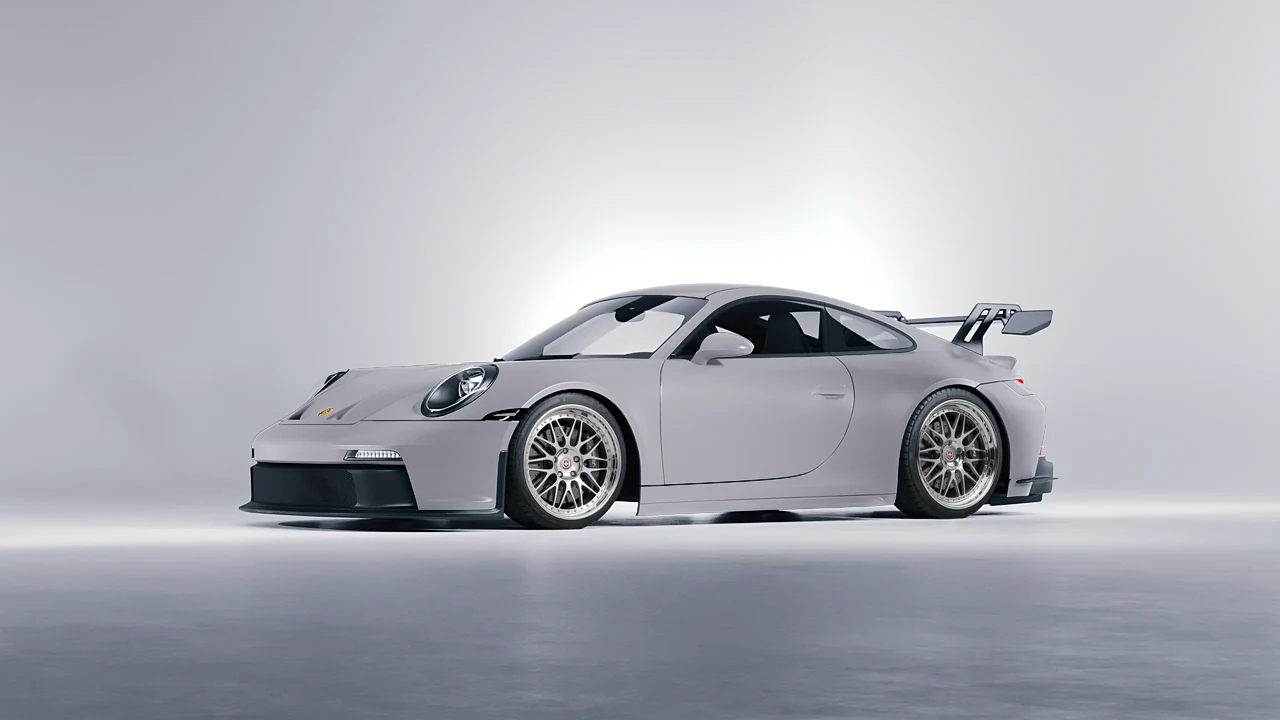 Porsche 911 GT3 2024 on HRE Performance Wheels 540C forged wheels, front three-quarter view