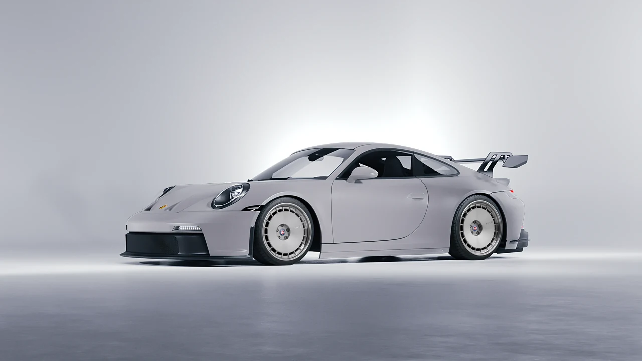 Porsche 911 GT3 2024 on HRE Performance Wheels 935 forged wheels, front three-quarter view