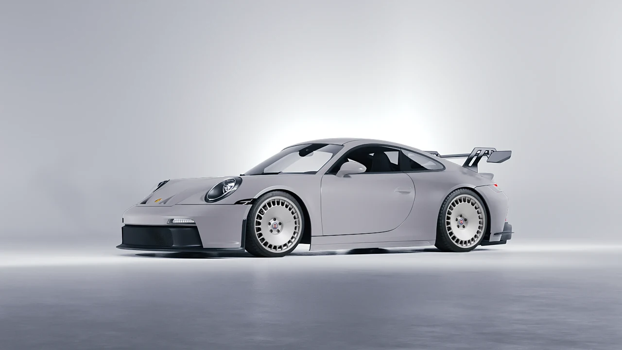 Porsche 911 GT3 2024 on HRE Performance Wheels 935M forged wheels, front three-quarter view