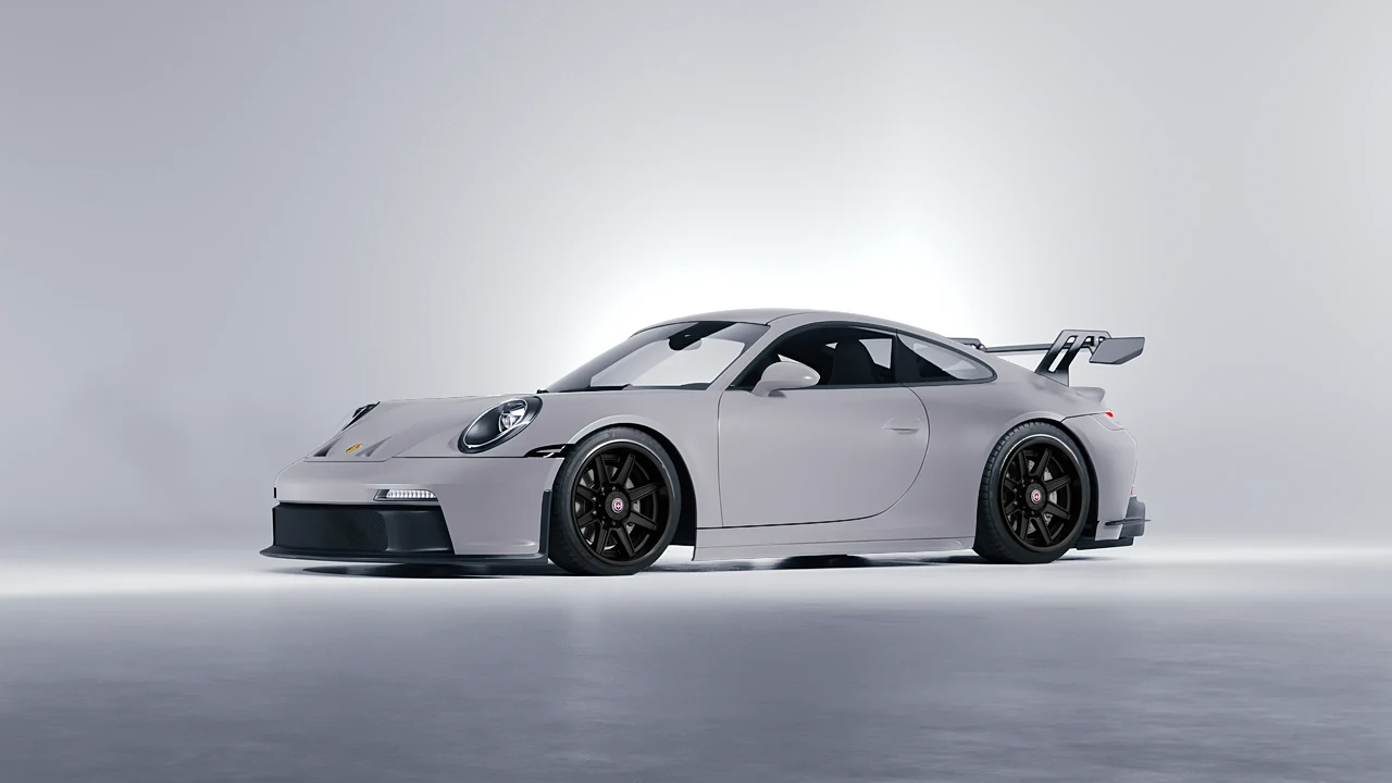 Porsche 911 GT3 2024 on HRE Performance Wheels HD188H forged wheels, front three-quarter view