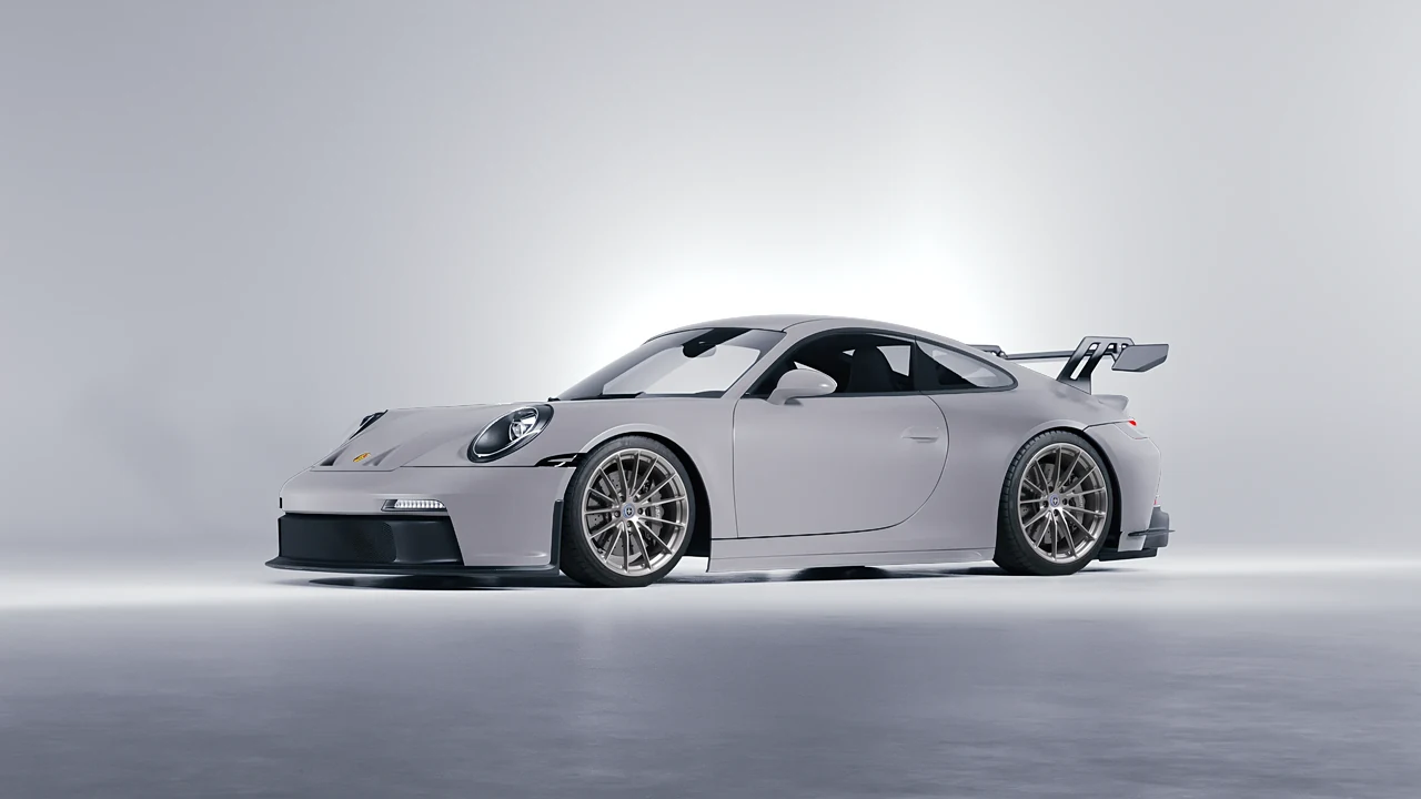 Porsche 911 GT3 2024 on HRE Performance Wheels P103 forged wheels, front three-quarter view
