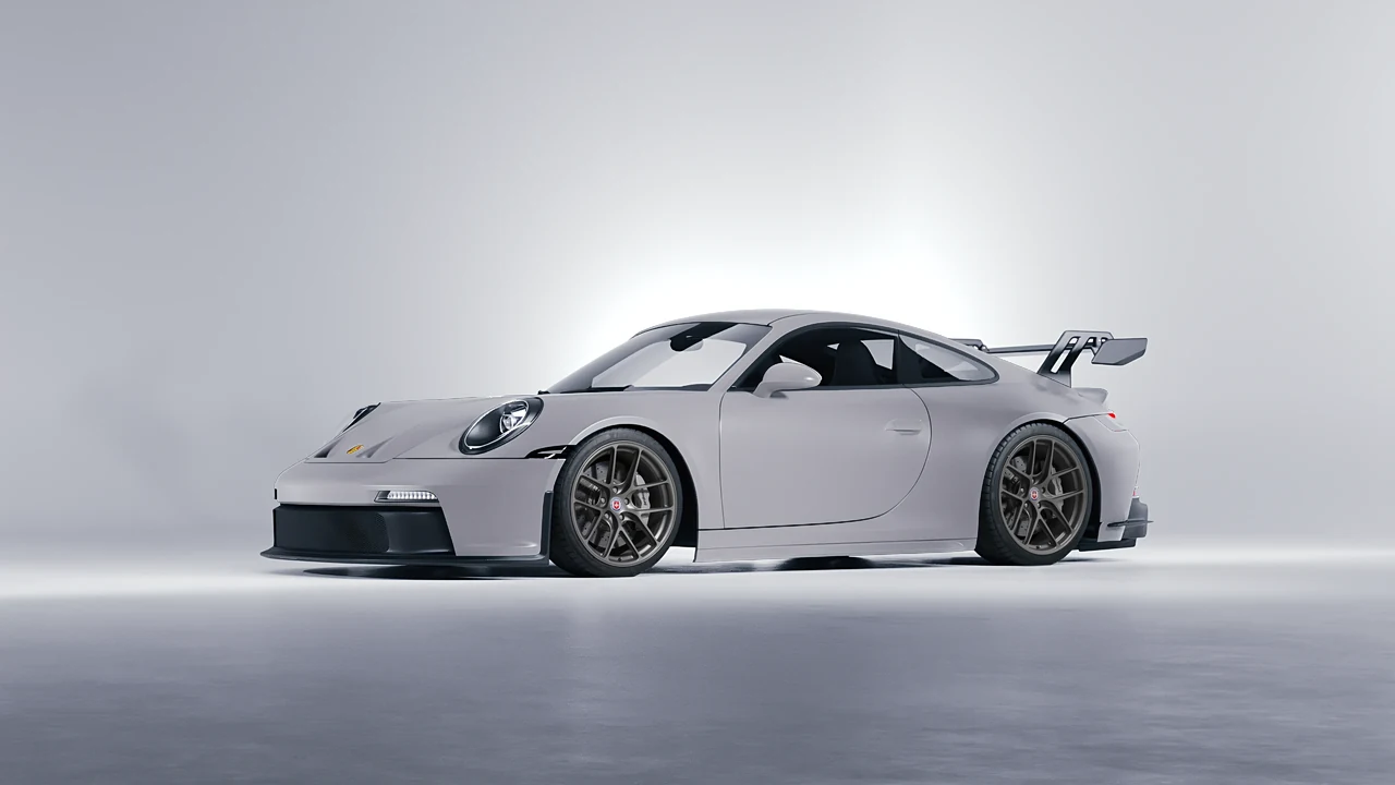 Porsche 911 GT3 2024 on HRE Performance Wheels R101-Lightweight forged wheels, front three-quarter view