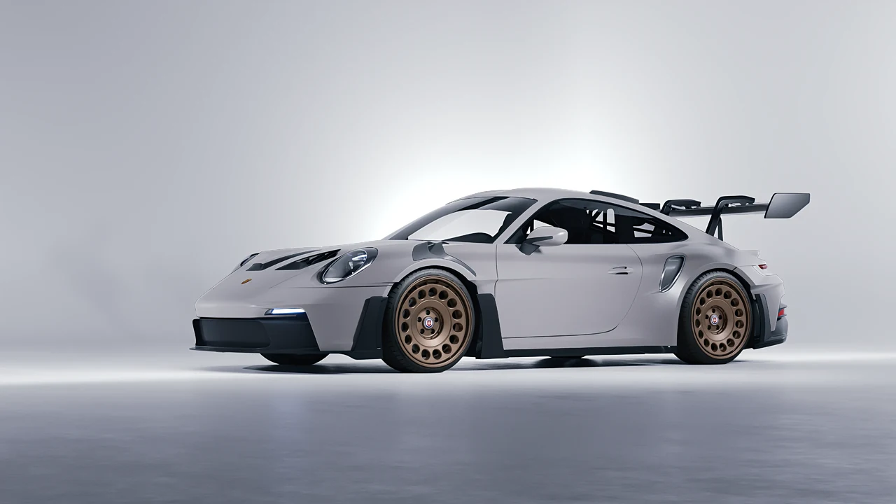 Porsche 911 GT3 RS 2024 on HRE Performance Wheels 037-GTM forged wheels, front three-quarter view
