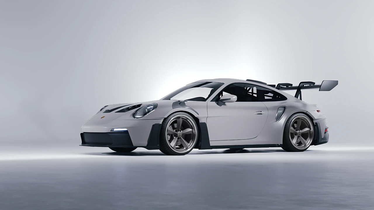 Porsche 911 GT3 RS 2024 on HRE Performance Wheels 105 forged wheels, front three-quarter view