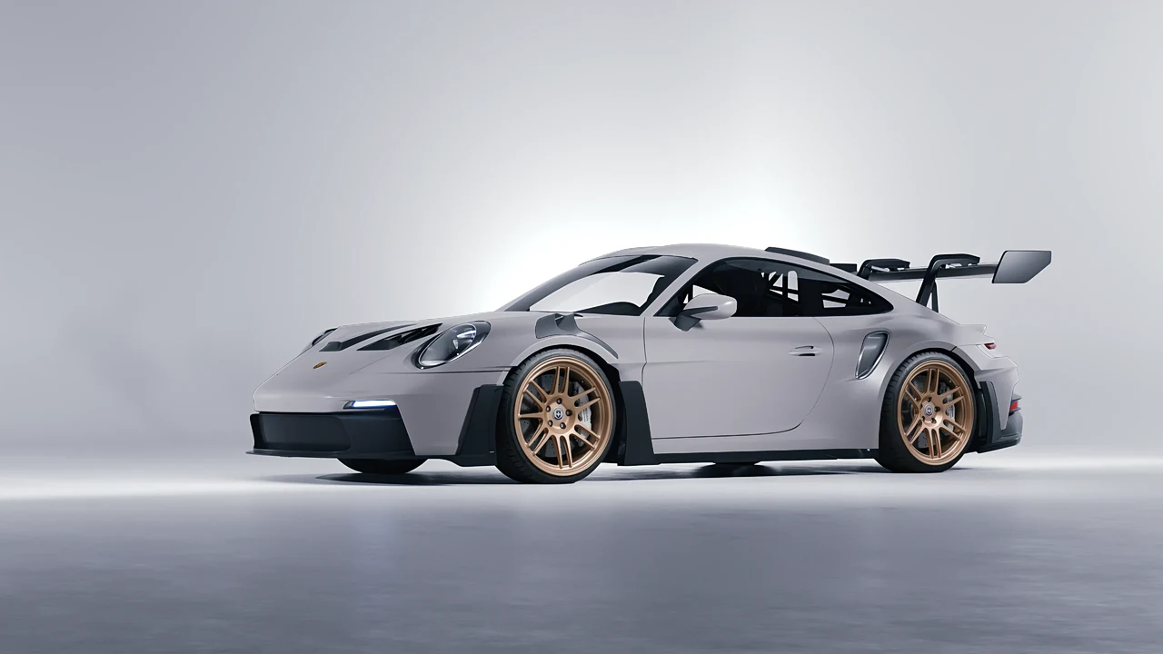Porsche 911 GT3 RS 2024 on HRE Performance Wheels 312-GTS forged wheels, front three-quarter view
