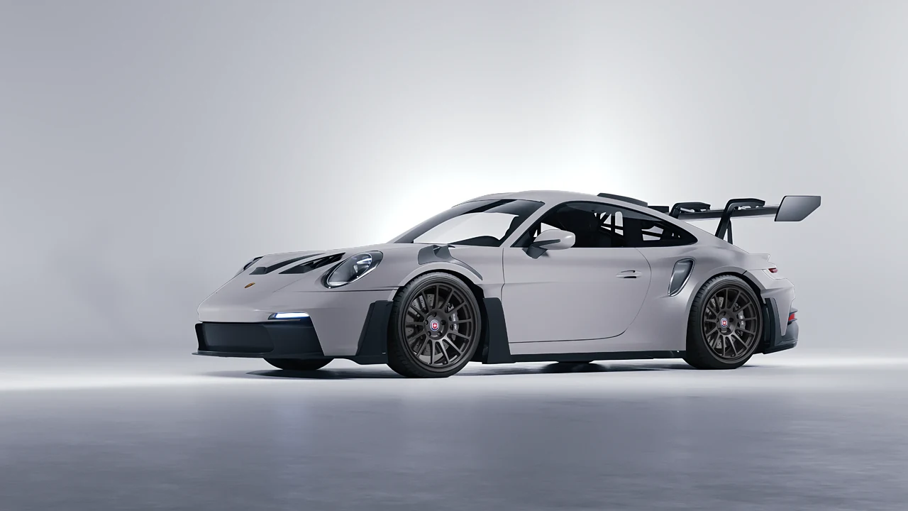 Porsche 911 GT3 RS 2024 on HRE Performance Wheels 313-GT forged wheels, front three-quarter view