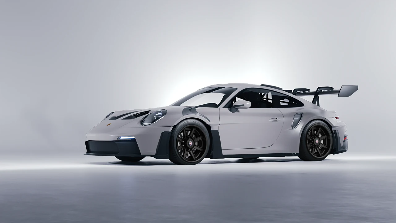 Porsche 911 GT3 RS 2024 on HRE Performance Wheels HD188H forged wheels, front three-quarter view