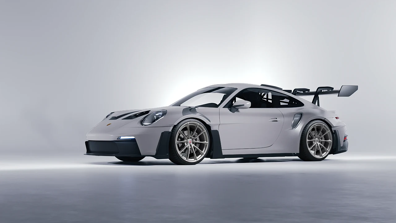 Porsche 911 GT3 RS 2024 on HRE Performance Wheels P204 forged wheels, front three-quarter view