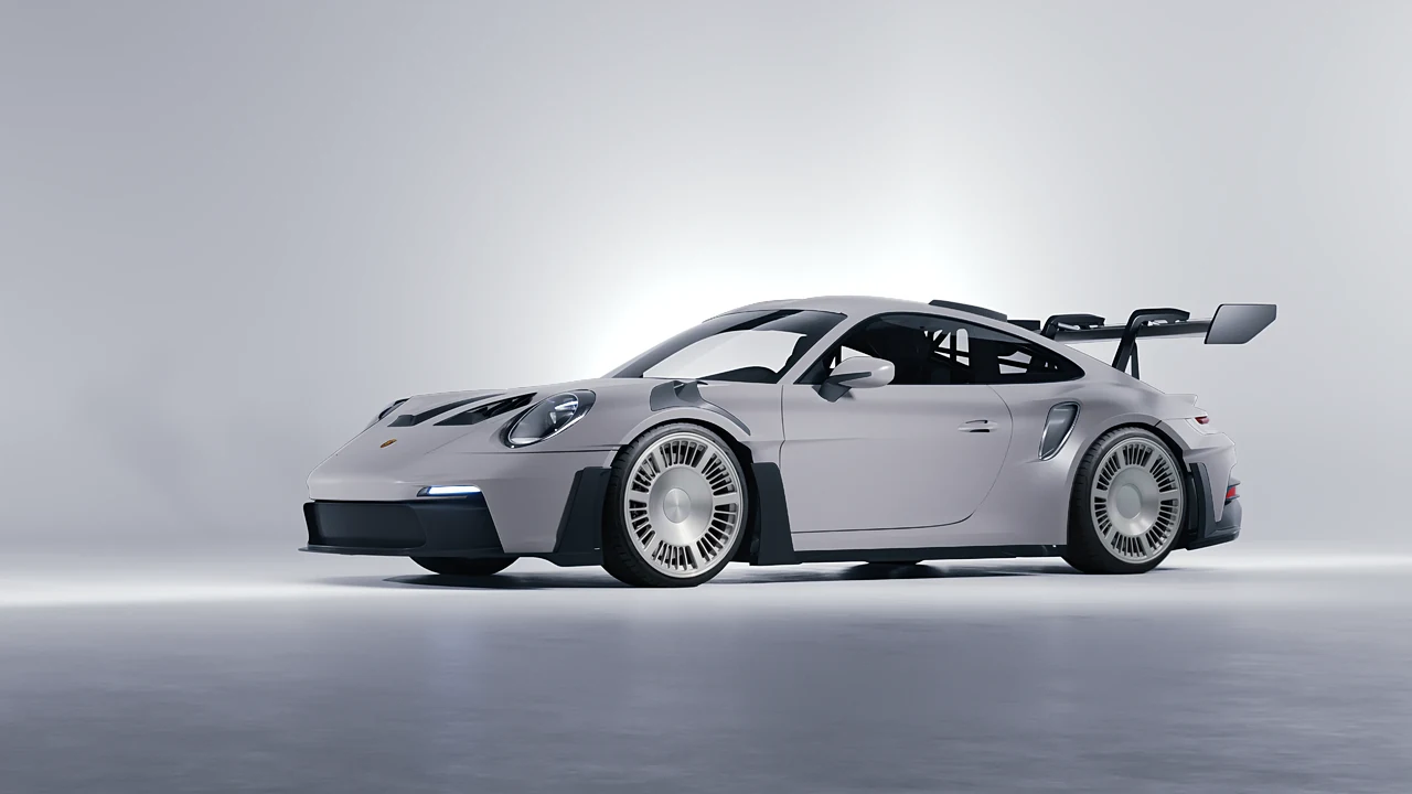 Porsche 911 GT3 RS 2024 on RDB LA Masterpiece forged wheels, front three-quarter view