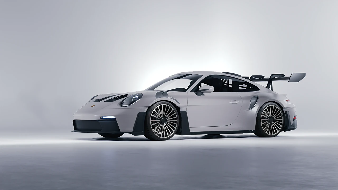 Porsche 911 GT3 RS 2024 on RDB LA Twenty Three forged wheels, front three-quarter view