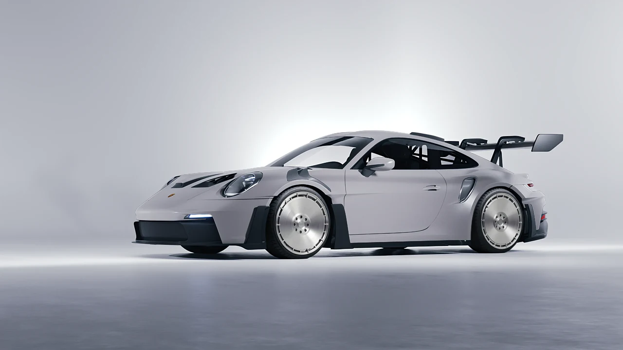 Porsche 911 GT3 RS 2024 on RDB LA Zero forged wheels, front three-quarter view