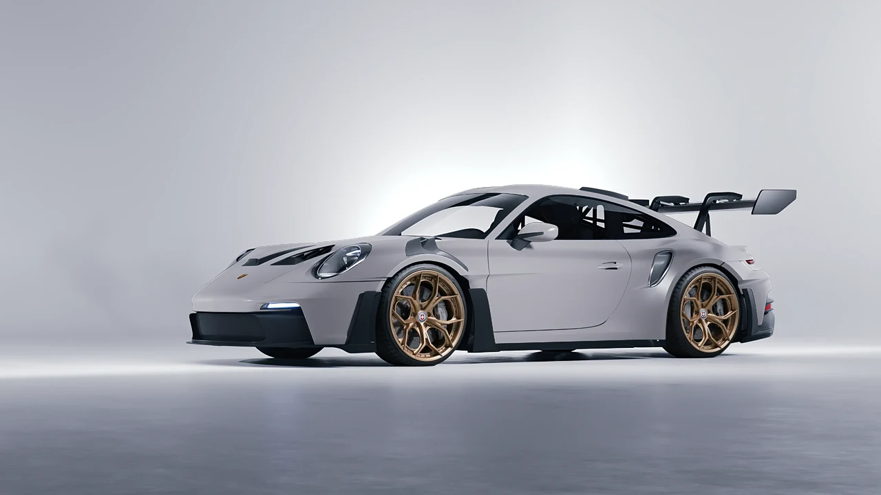 Porsche 911 GT3 RS 2024 on HRE Performance Wheels S111SC forged wheels, front three-quarter view