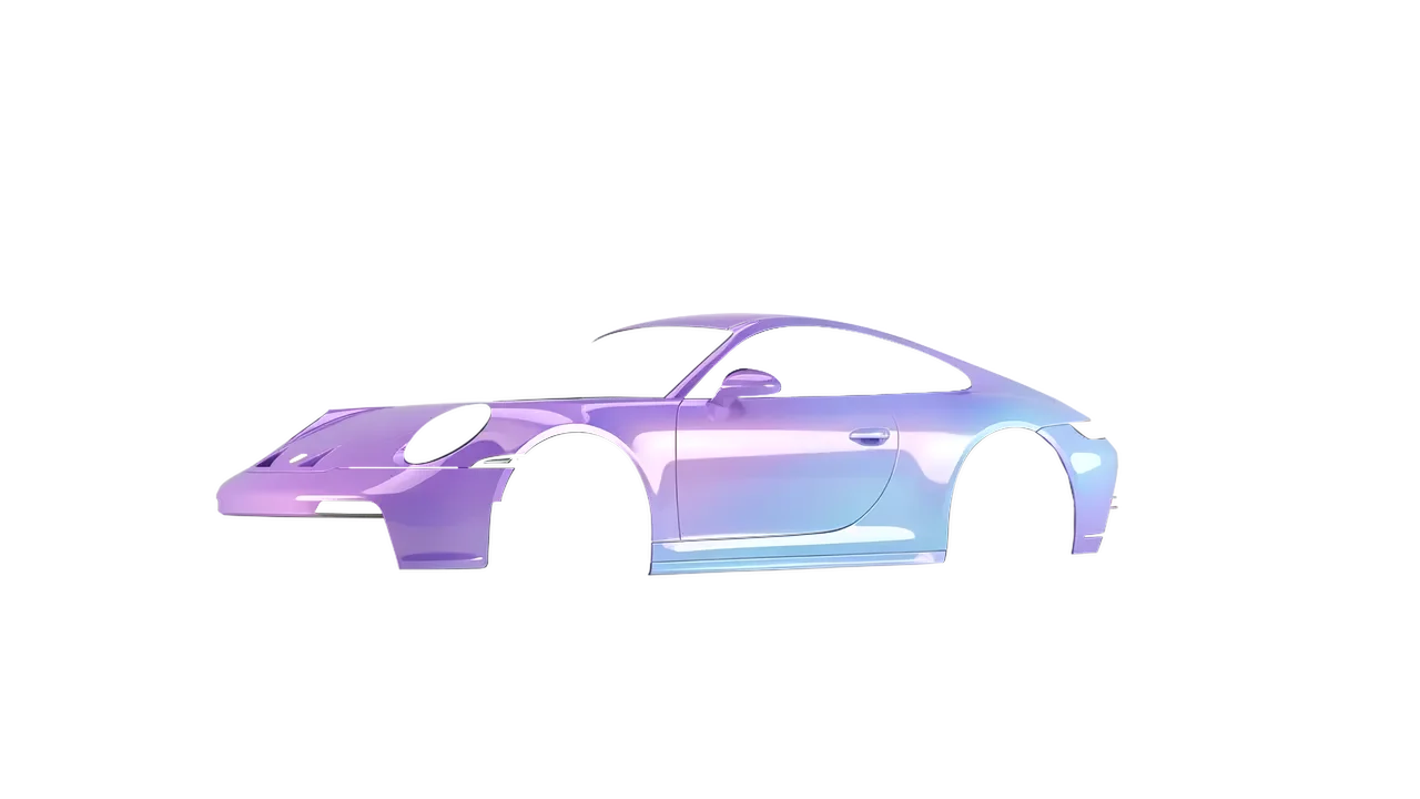 Porsche 911 GT3 Touring 2024 wrapped in Amethyst Gloss (ORACAL 970RA-316G), front three-quarter view