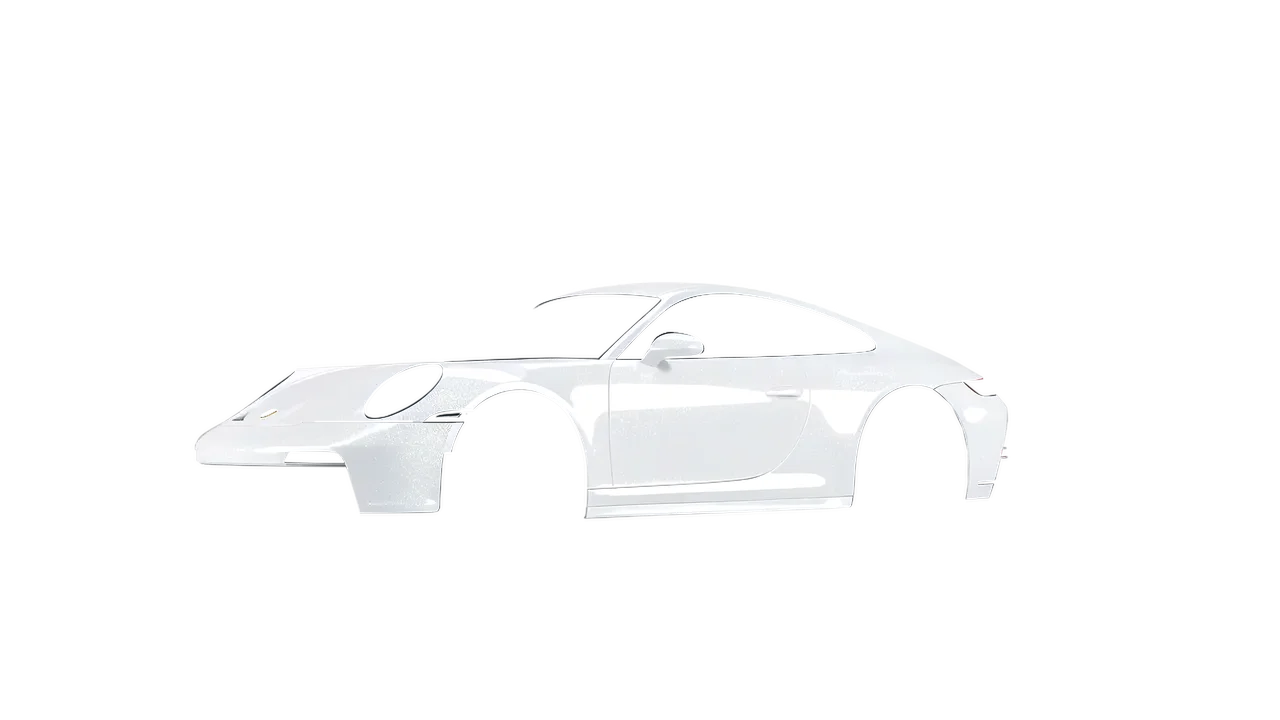 Porsche 911 GT3 Touring 2024 wrapped in Crystal White Gloss (ORACAL 970RA-945G), front three-quarter view