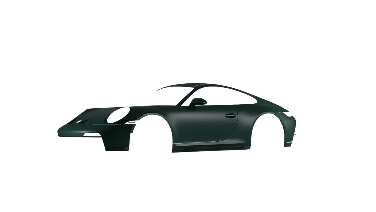 Porsche 911 GT3 Touring 2024 wrapped in Frozen Emerald Matt (KPMF K75577), front three-quarter view