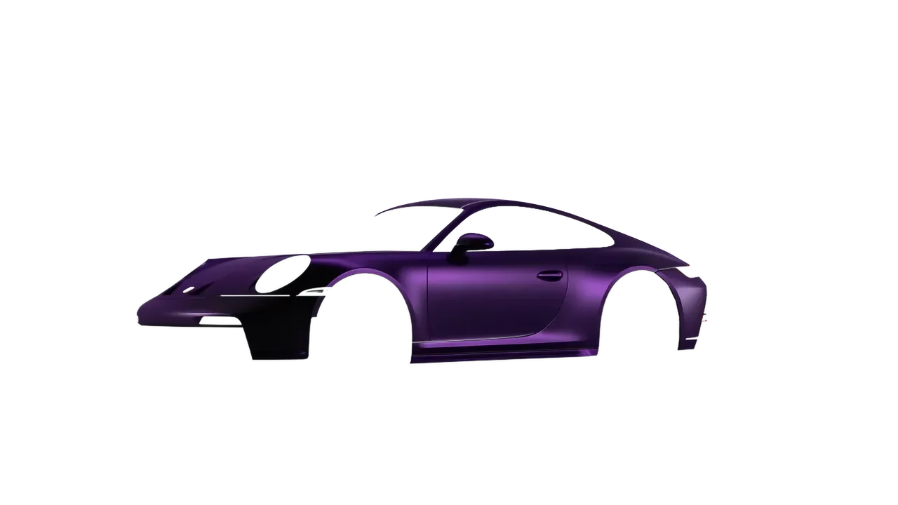 Porsche 911 GT3 Touring 2024 wrapped in Frozen Midnight Purple (KPMF K75570), front three-quarter view