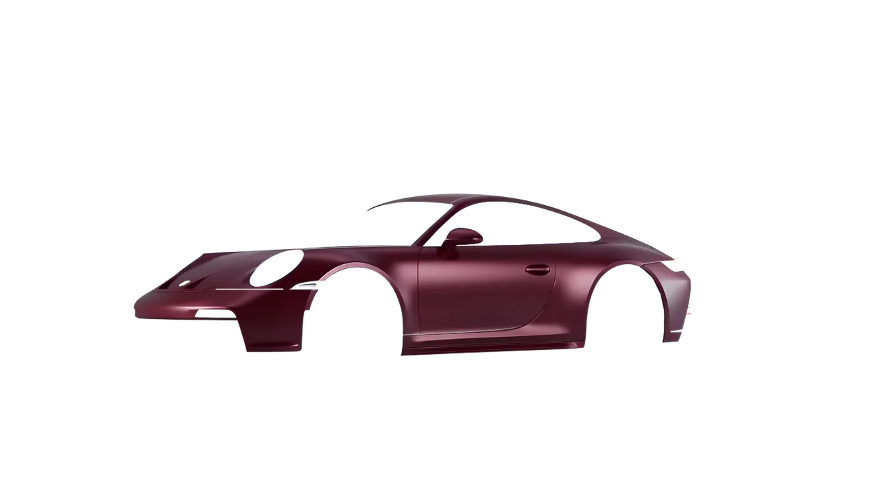 Porsche 911 GT3 Touring 2024 wrapped in Frozen Ruby Matt (KPMF K75573), front three-quarter view