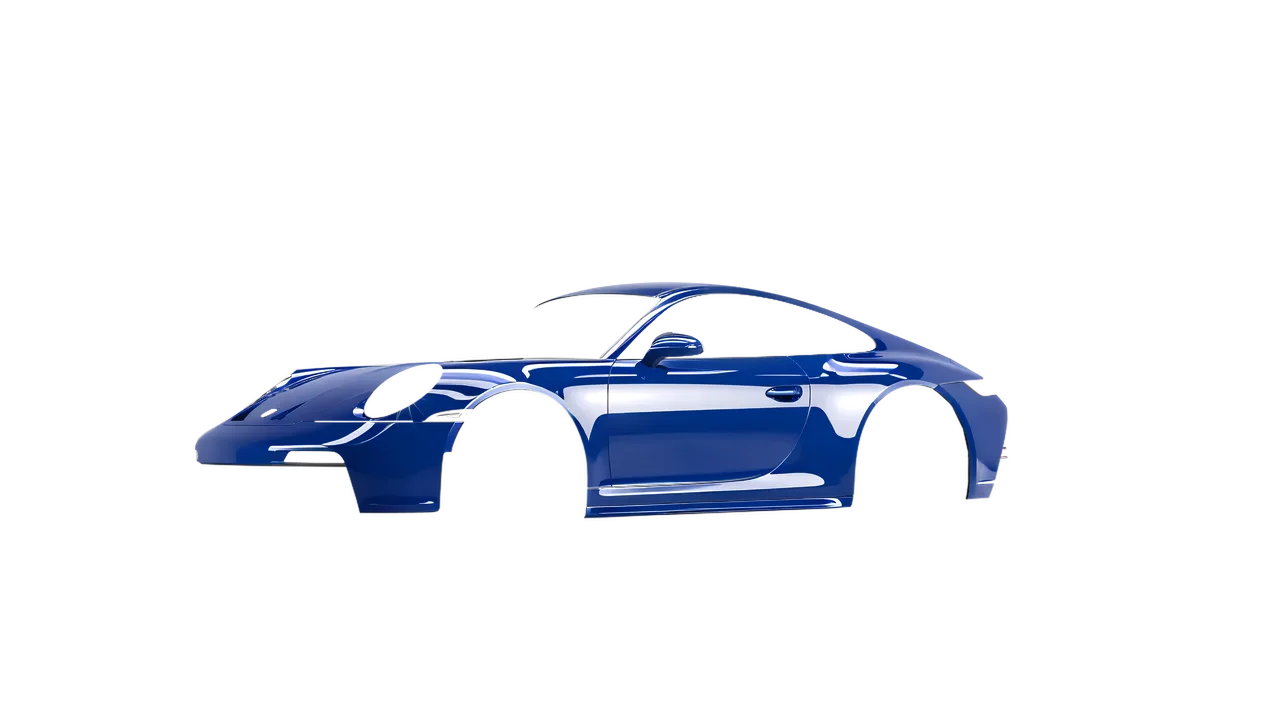 Porsche 911 GT3 Touring 2024 wrapped in Blue Gloss (ORACAL 970RA-067G), front three-quarter view