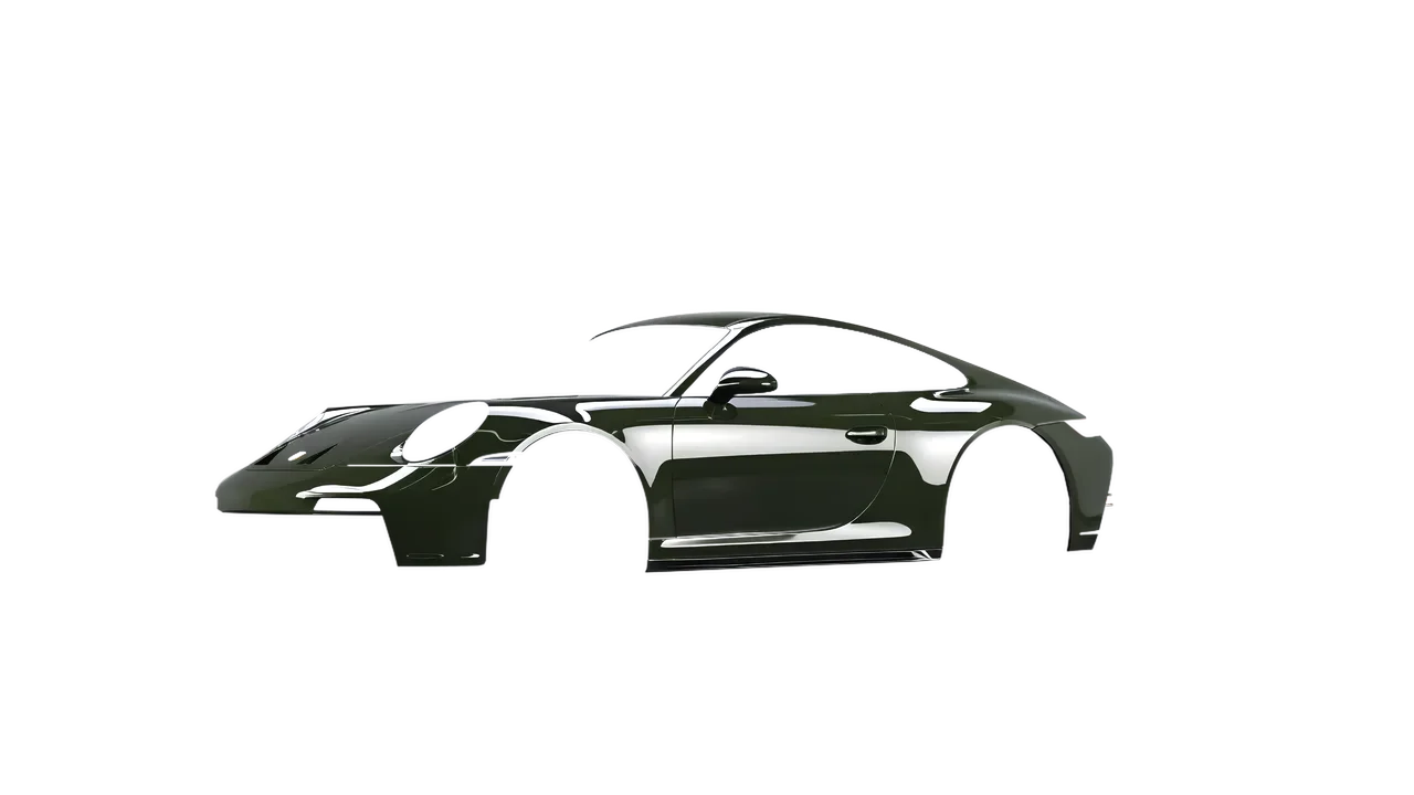 Porsche 911 GT3 Touring 2024 wrapped in Bottle Green Gloss (ORACAL 970RA-286G), front three-quarter view