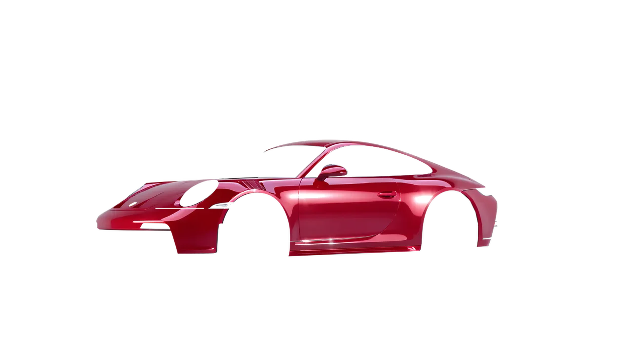 Porsche 911 GT3 Touring 2024 wrapped in Cardinal Red Gloss (ORACAL 970RA-028G), front three-quarter view