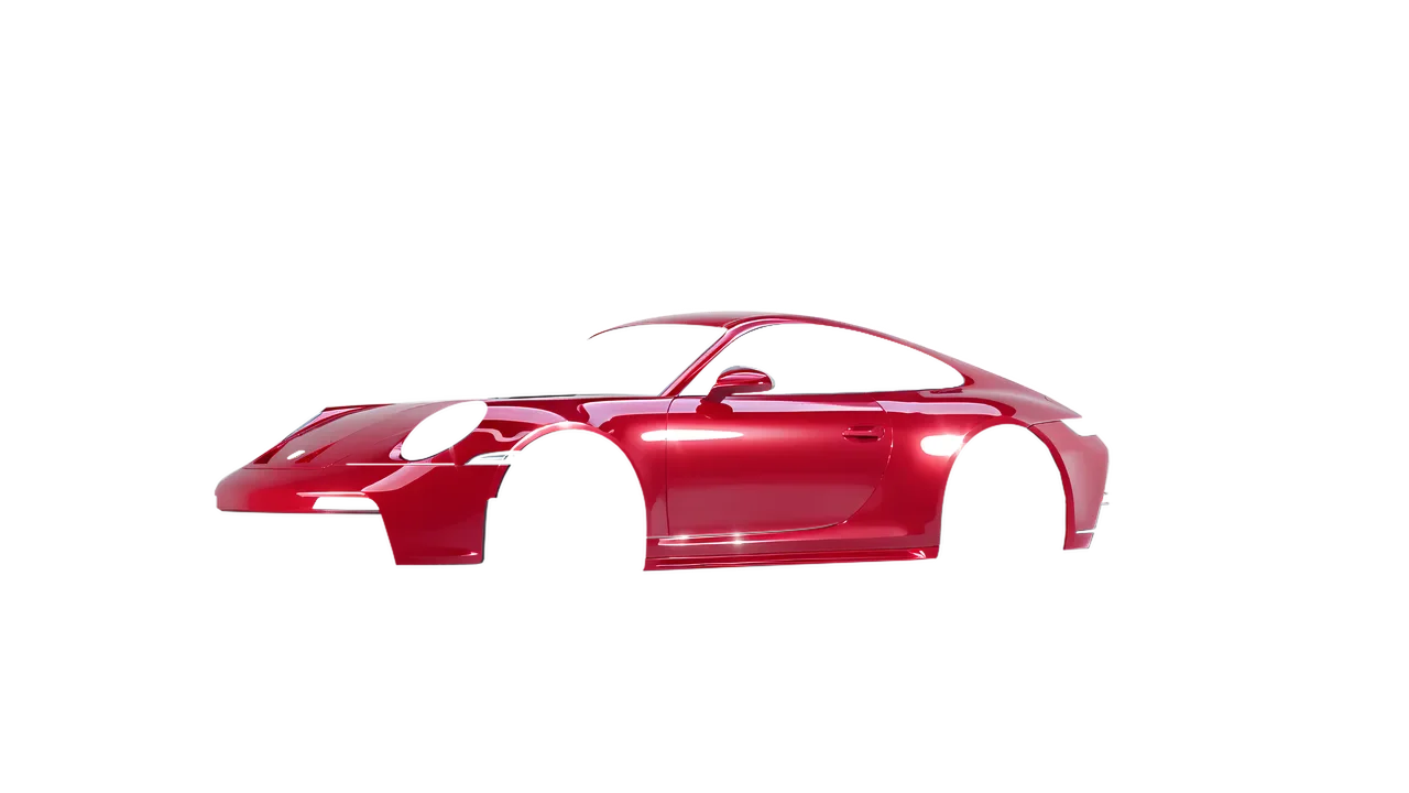 Porsche 911 GT3 Touring 2024 wrapped in Cargo Red Gloss (ORACAL 970RA-882G), front three-quarter view
