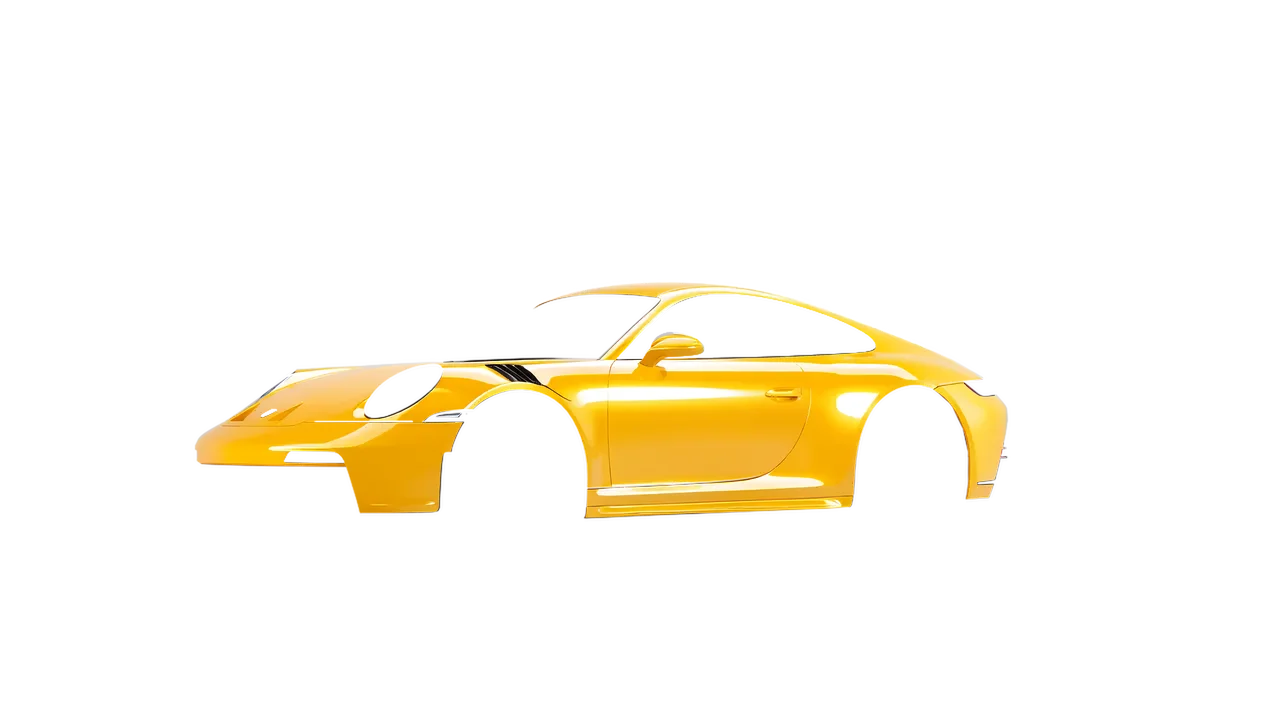 Porsche 911 GT3 Touring 2024 wrapped in Cargo Yellow Gloss (ORACAL 970RA-256G), front three-quarter view