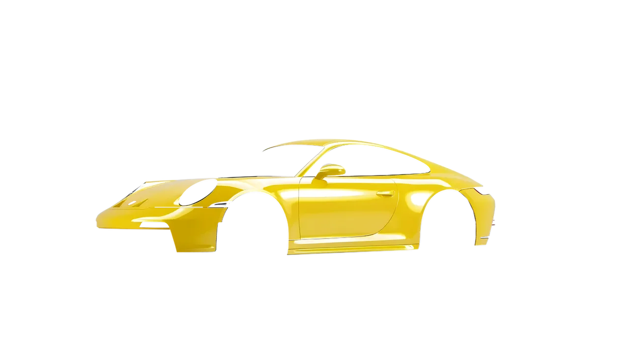 Porsche 911 GT3 Touring 2024 wrapped in Crocus Yellow Gloss (ORACAL 970RA-201G), front three-quarter view