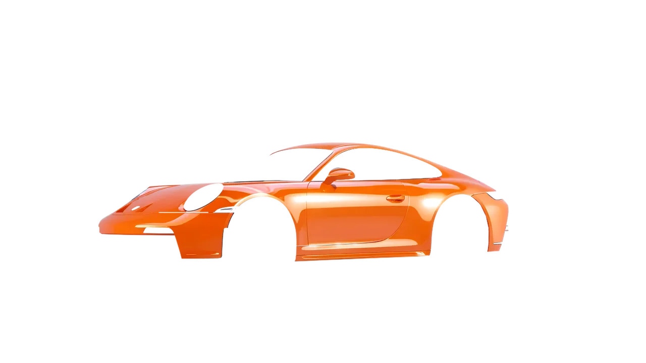 Porsche 911 GT3 Touring 2024 wrapped in Daggi Orange Gloss (ORACAL 970RA-363G), front three-quarter view