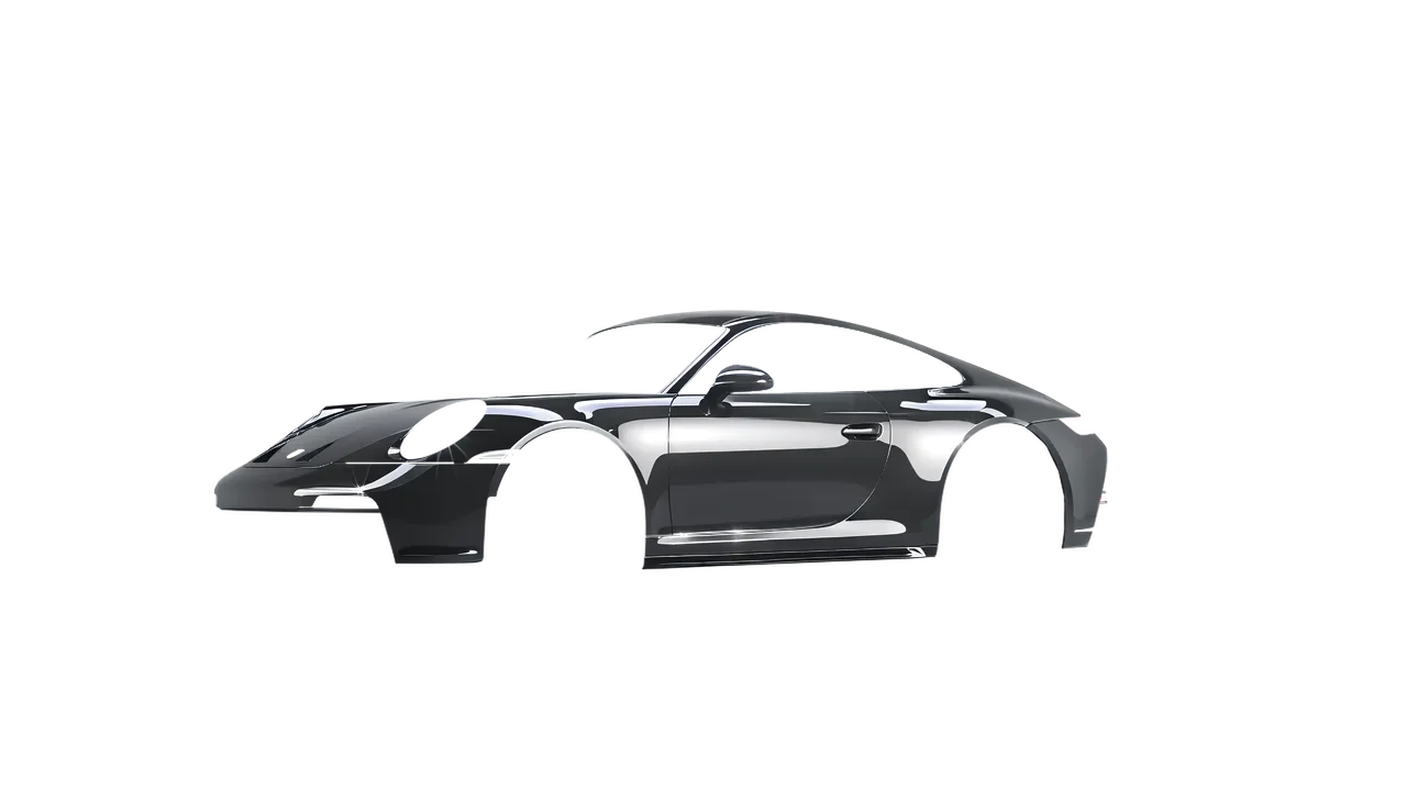 Porsche 911 GT3 Touring 2024 wrapped in Dark Grey Gloss (ORACAL 970RA-073G), front three-quarter view