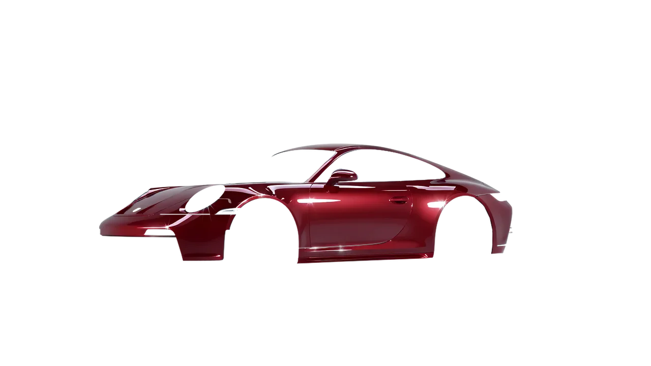 Porsche 911 GT3 Touring 2024 wrapped in Dark Red Gloss (ORACAL 970RA-030G), front three-quarter view