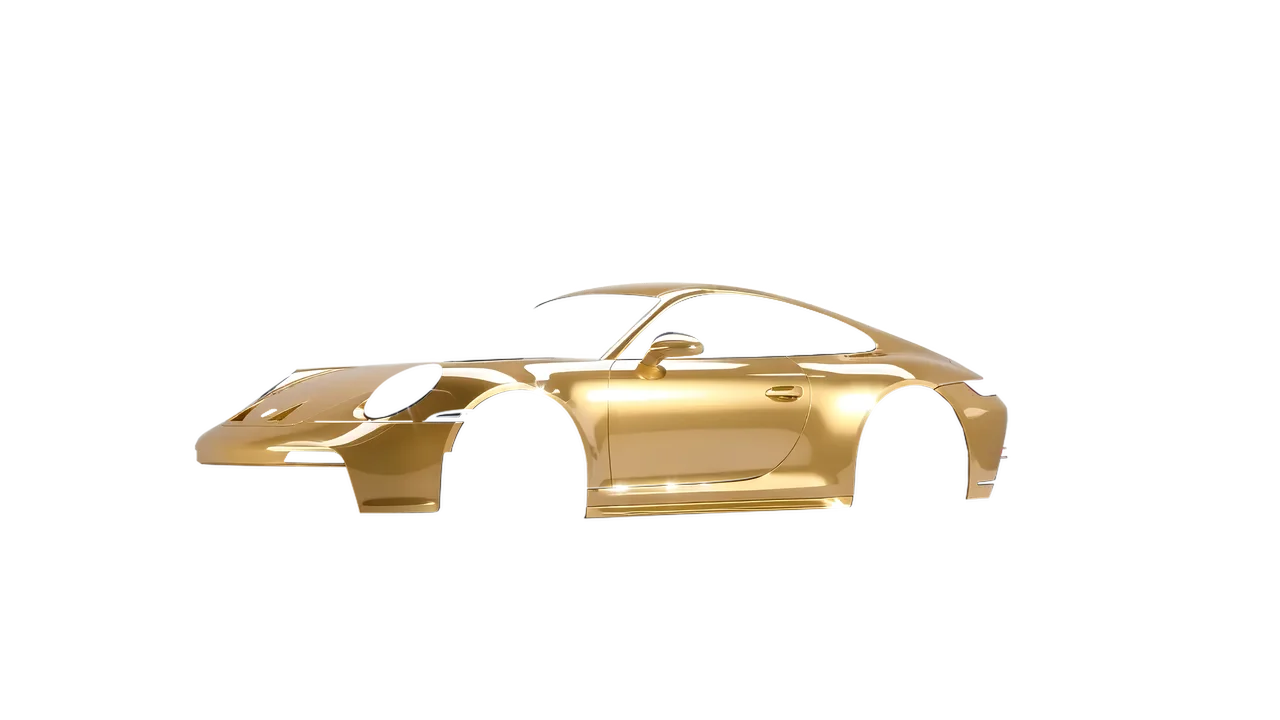 Porsche 911 GT3 Touring 2024 wrapped in Divine Gold Gloss (ORACAL 970RA-995G), front three-quarter view