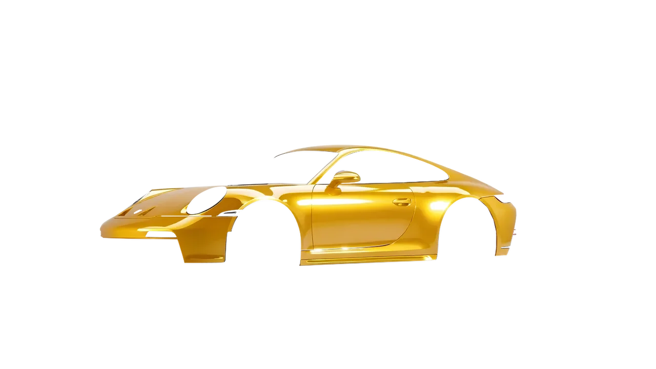 Porsche 911 GT3 Touring 2024 wrapped in Golden Yellow Gloss (ORACAL 970RA-020G), front three-quarter view