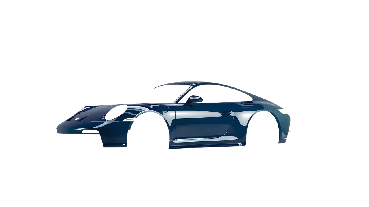 Porsche 911 GT3 Touring 2024 wrapped in Indigo Blue Gloss (ORACAL 970RA-544G), front three-quarter view